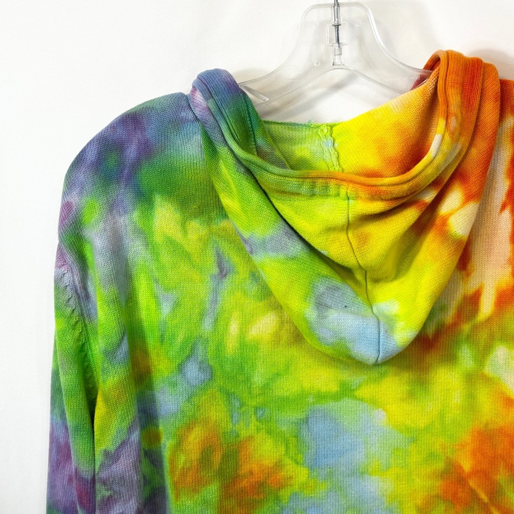 NorthStyle XL Jacket Handmade Tie Dye Cotton Knit Zip Up Hoodie Rainbow 1742 - Picture 8 of 12